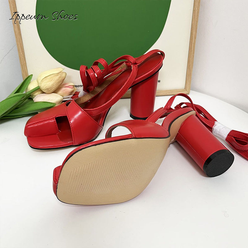 IPPEUM Cross Straps Heels Split Toe Sandals Shoes Wome Size 35-43