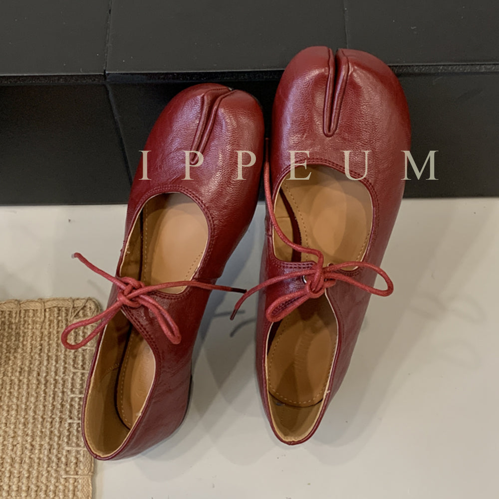 IPPEUM Tabi Shoes Ballet  Flats Tie