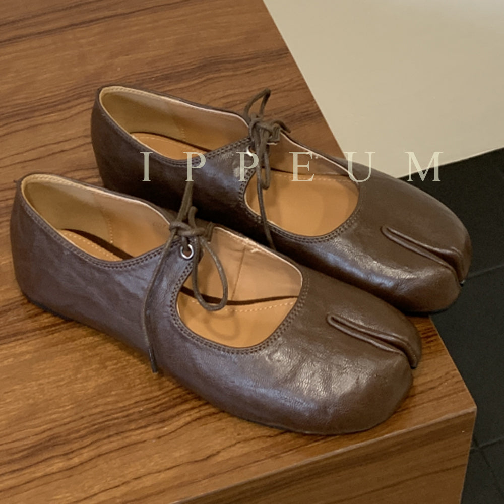 IPPEUM Tabi Shoes Ballet  Flats Tie