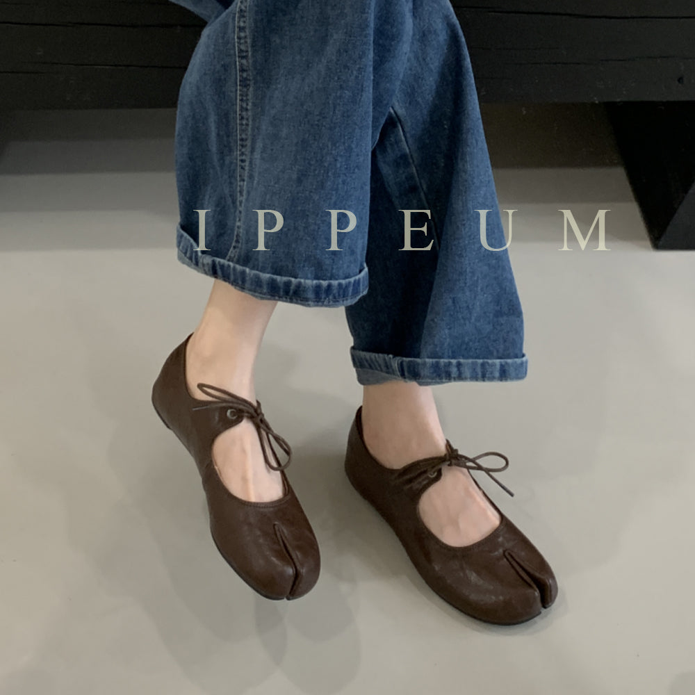IPPEUM Tabi Shoes Ballet  Flats Tie