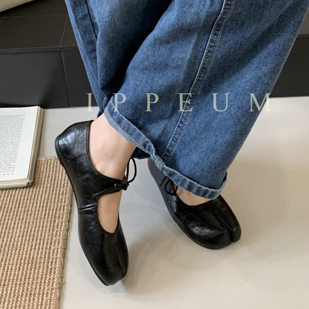 IPPEUM Tabi Shoes Ballet  Flats Tie
