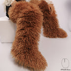 IPPEUM Teddy Bear Brown Mongolian Fur Boots 72CM Thigh High Boots Shoes Winter Plus Size 46