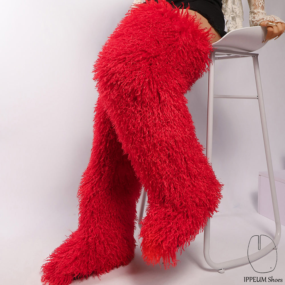 IPPEUM Thigh High Mongolian Fur Boots 72CM