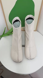 IPPEUM Tabi Ankle Boots White Split Toe Boots Tabis Shoes Women