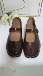 IPPEUM Burgundy Tabi Mary Janes Shoes Size 35-44 Split Toe Flats Tabis Loafers