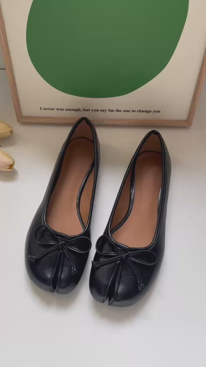 IPPEUM Women Ballets Flats Split Toe Mary Janes Black Dress Loafers Shoes Balerinas De Mujer