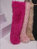 IPPEUM Fur Boots Knee High Shoes Winter Plus Size 46